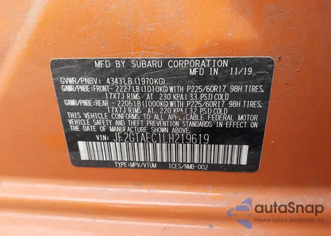 2020 Subaru Crosstrek Premium from USA, damaged, VIN JF2GTAEC1LH219619